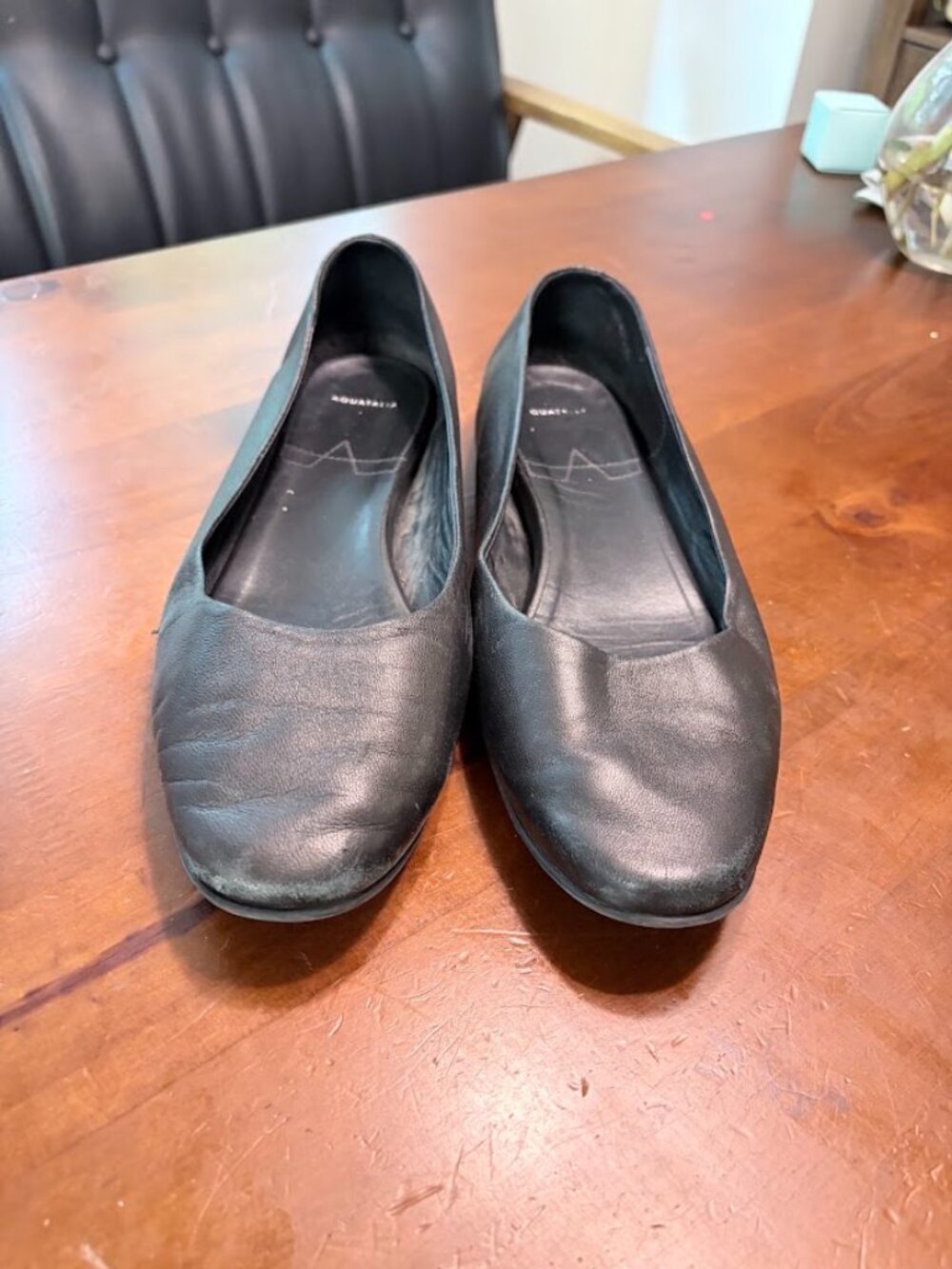 Aquatalia Black Leather Ballet Flats Size 10.5